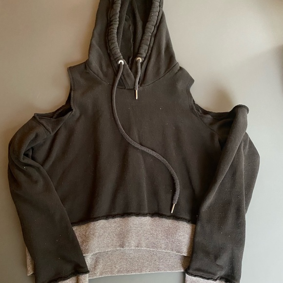 Black Hooded Sweater, Holes on Shoulders - Picture 1 of 1